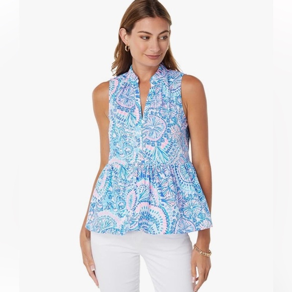 Lilly Pulitzer Tops - Brand new w tags Lilly Pulitzer novella ruffle hem peplum top - medium